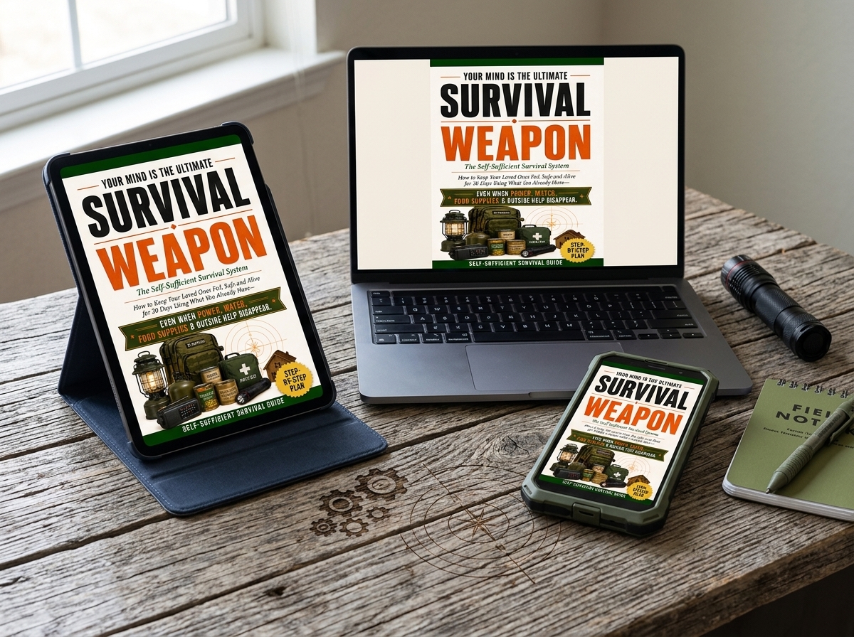 Survival guide displayed on a laptop, tablet and phone